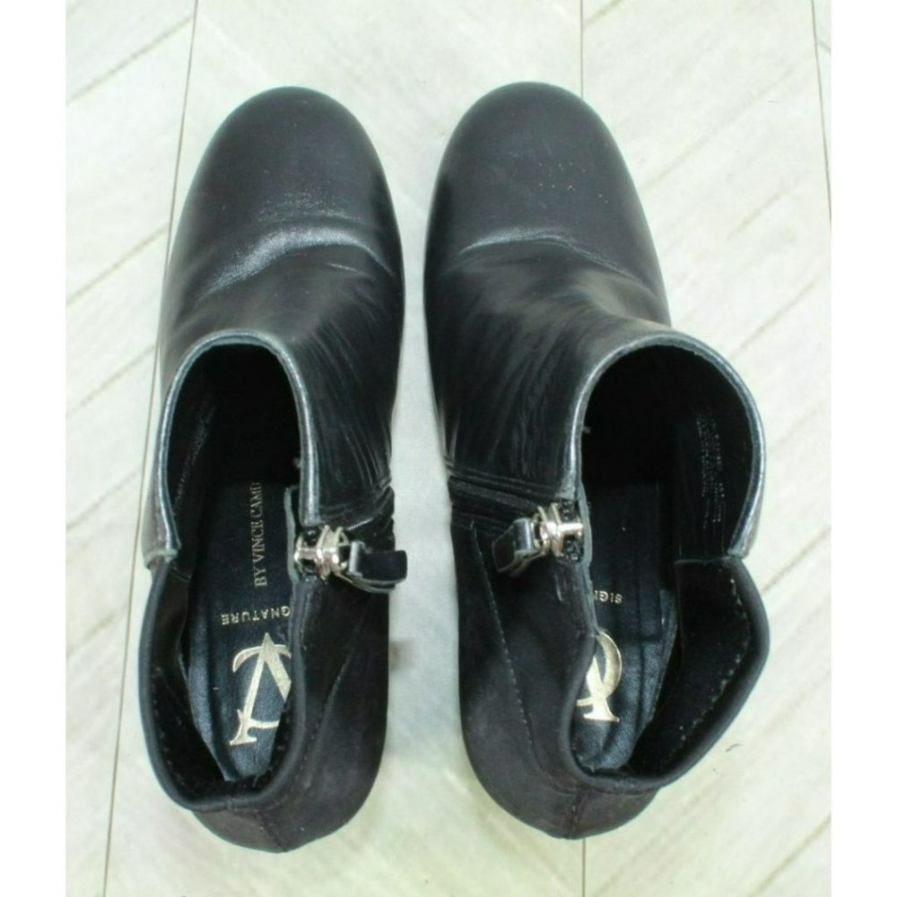Vero Cuoio Black Leather Side Zipper Ankle Heeled Boots Size 6.5 M - Picture 7 of 10